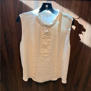LOFT Cream Ruffle Trim Blouse, Size XL